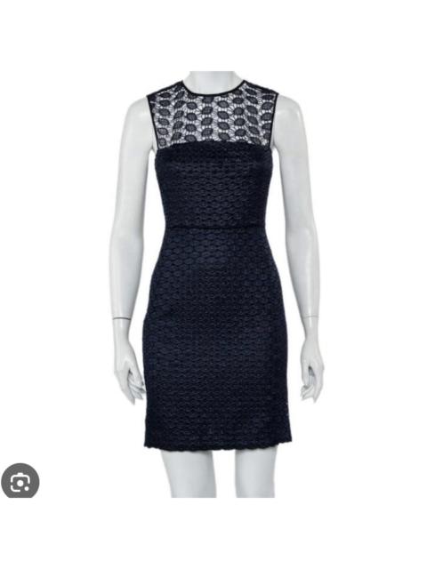 Other Designers Diane Von Furstenberg Navy Blue Kinchu SG Lace Illusion Dress