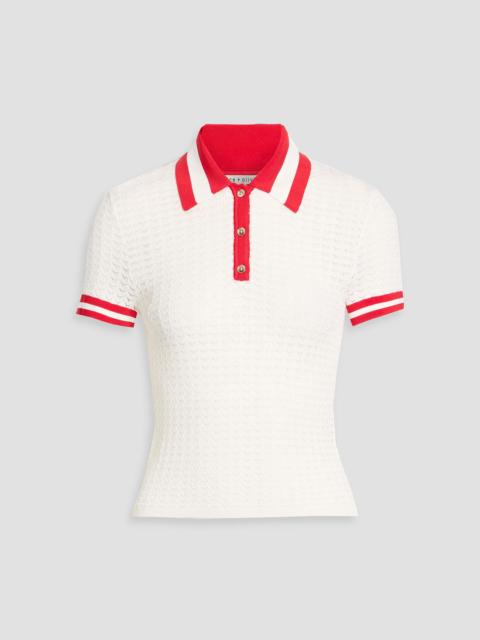 Alice + Olivia Martha pointelle-knit polo shirt