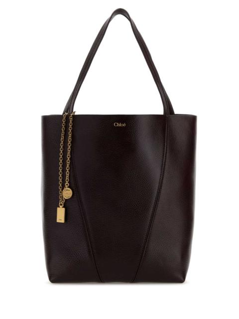 Chloé Chloe Women Aubergine Leather Spin Shopping Bag