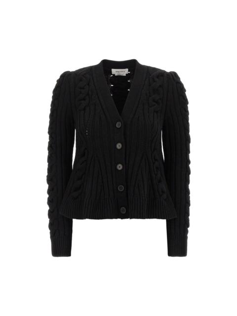 Alexander McQueen ALEXANDER MCQUEEN Black Wool Cardigan New & Authentic (Women