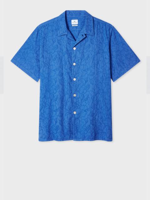 Paul Smith Mid Blue Cotton Textured-Jacquard Short-Sleeve Shirt