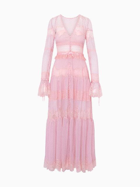 LoveShackFancy Marinetta Polka Dot Lace-Trim Maxi Dress