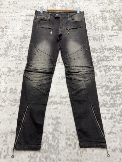 PPFM PPFM Distressed Biker Jeans Y2K Archive Multi Zip Moto Denim