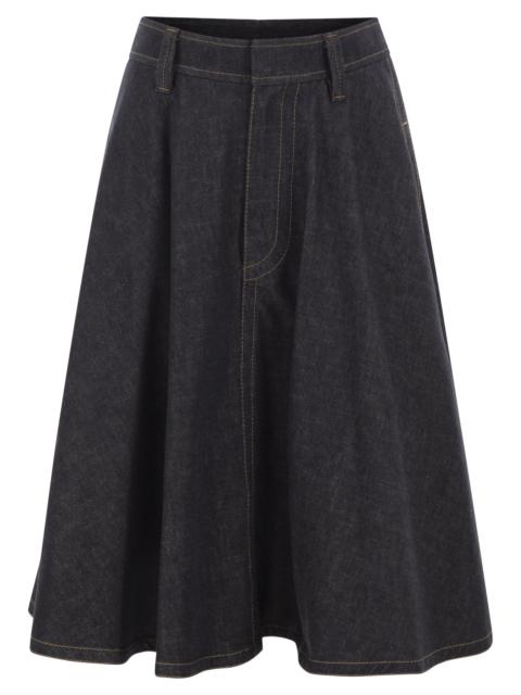 Brunello Cucinelli Brunello Cucinelli Women Cotton Denim Midi Skirt