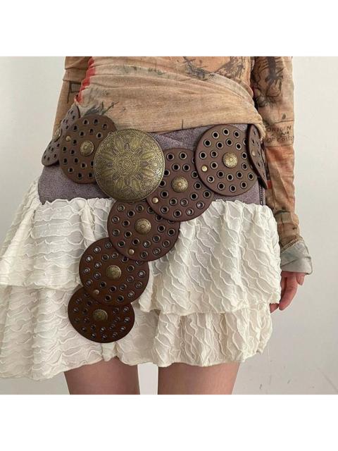 Other Designers Japanese Brand - Rare Vintage Vtg Oversized Disc Belt Brown OS