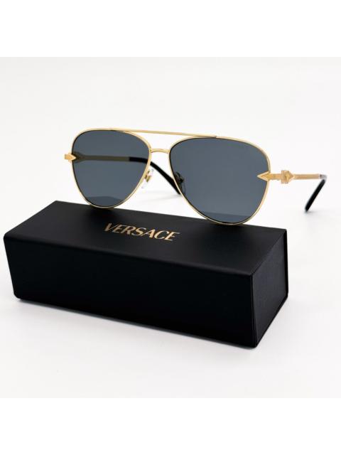 VERSACE NEW VE2283 1002/87 VERSACE GOLD GREY AVIATOR SUNGLASSES VERS