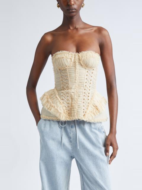 Zimmermann Zimmermann Rebellion Frayed Silk Corset Top in Cream at Nordstrom