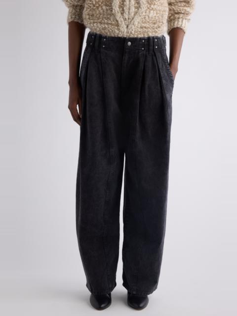 Isabel Marant Isabel Marant Ireme Pleated Barrel Leg Jeans in Faded Black at Nordstrom