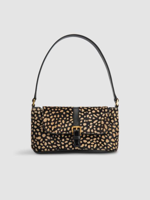 BY FAR Miranda Baguette Black Cheetah Pony Hair Leather Shoulder Bag