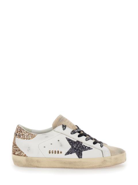 Golden Goose Golden Goose Women 'Superstar' White Low Top Sneakers With Glitters In Used Effect Leather Woman