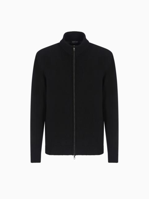 GIORGIO ARMANI CASHMERE ZIP-UP MOCK-NECK CARDIGAN