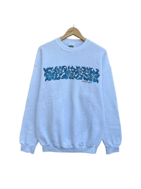 Other Designers Vintage 90s Hawaiian Lagend Floral Logo White Sweatshirt