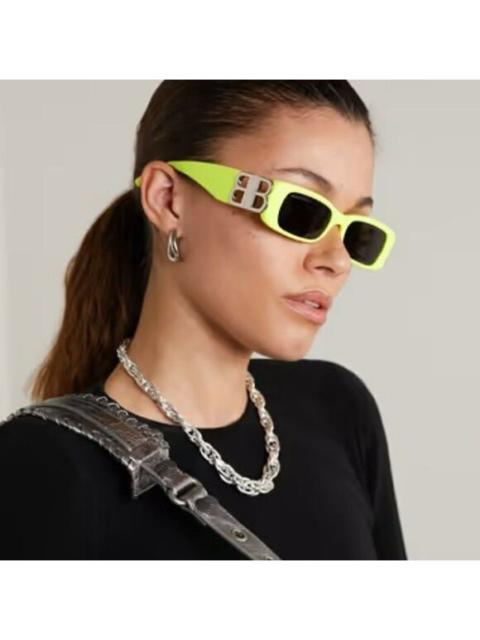 BALENCIAGA NEW Balenciaga  BB0096S 008 Yellow Silver Logo Grey Square Unisex Sungla…