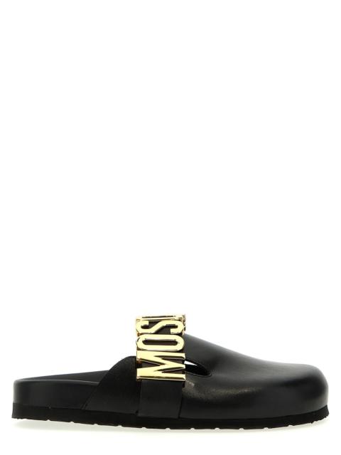 Moschino Logo Mules Flat Shoes Black