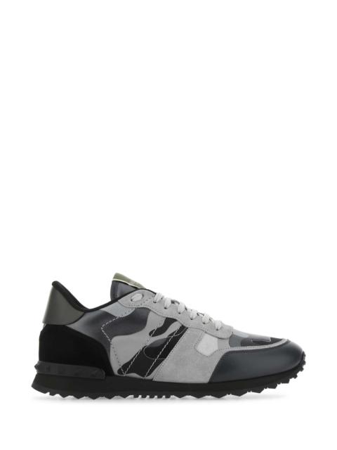 Valentino Valentino Garavani Men Multicolor Fabric And Nappa Leather Rockrunner Camouflage Sneakers