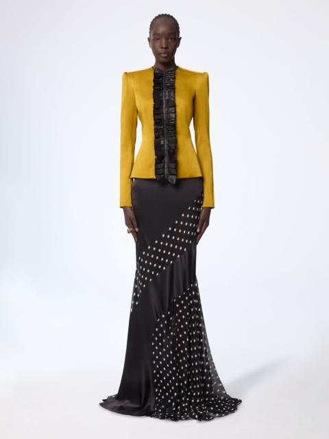 NINA RICCI Mustard Crepe Satin Jacket With Front Pleat