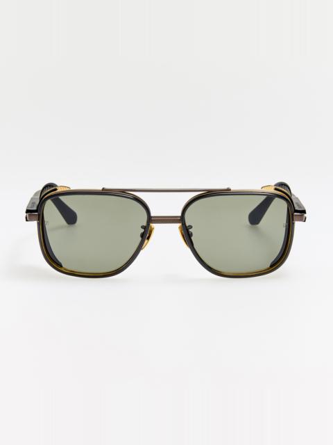 LINDA FARROW Boyd Explorer Sunglasses in Matt Nickel and 22K Gold