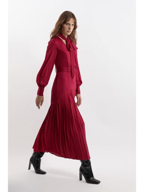 KAREN MILLEN Jersey Ponte Georgette Mix Midi Dress