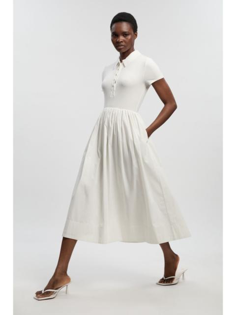 KAREN MILLEN Viscose Rib Button Up Collared Shirt Maxi Dress