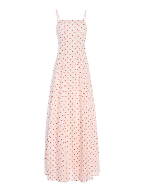 POSSE Paloma Polka-Dot Cotton Maxi Dress white