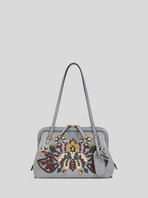 Etro SMALL LEATHER DOC SHOULDER BAG WITH EMBROIDERY