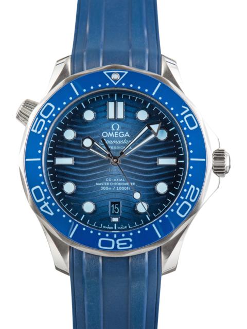 OMEGA Pre-Owned Steel Omega Seamaster Diver 300M Blue Dial & Rubber Strap