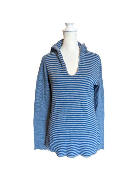 Other Designers OJAI Title Nine Striped Blue Long Sleeve Hoodie Top Small
