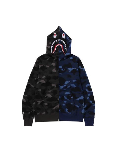A BATHING APE® BAPE Color Camo Separate Shark Full Zip Hoodie 'Black/Navy'