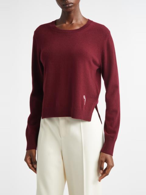 Erdem Erdem Floral Embroidered Cashmere Sweater in Mulberry Red at Nordstrom