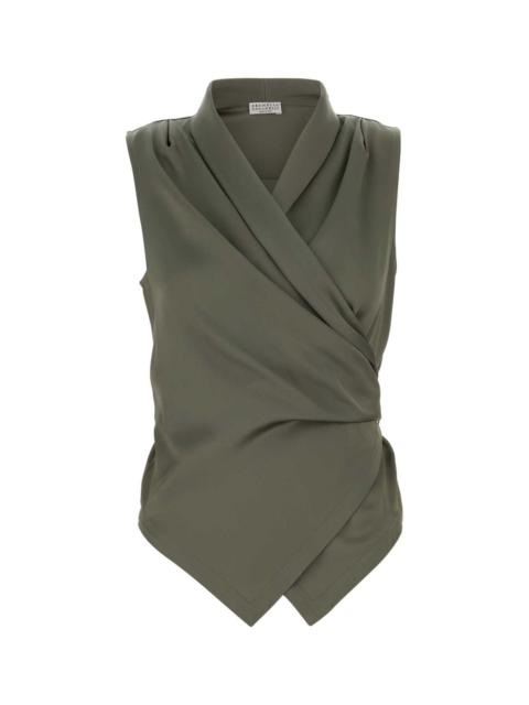 Brunello Cucinelli Brunello Cucinelli Women Sage Green Satin Vest