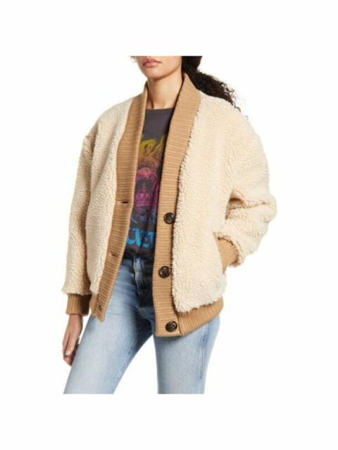 BP. Women's Faux Fur Coat Cardi Faux Shearling Buttoned Jacket - Tan Lion XL NWT
