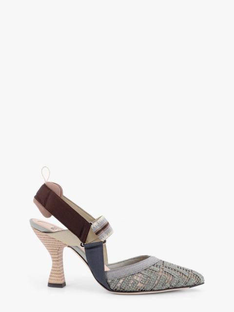 Fendi Colibrã¬ Mesh Slingback With Ff Embroidery