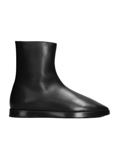 High Mule Ankle Boots In Black Leather