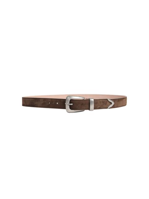 KHAITE Benny Suede Belt brown