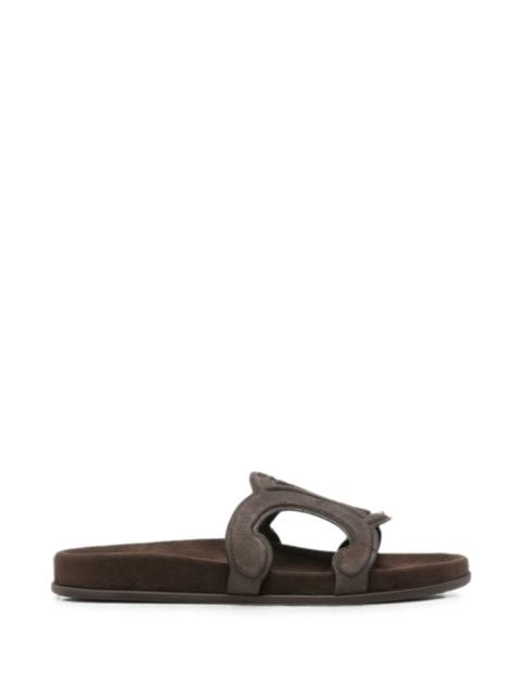 CELINE Celine Women Triomphe Suede Leather Sandals