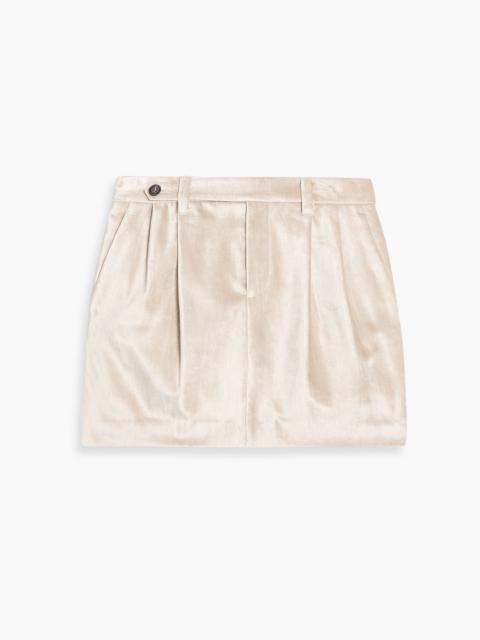 Brunello Cucinelli Pleated cotton-blend velvet mini skirt