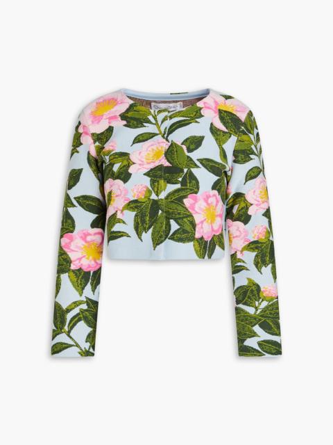 Oscar de la Renta Cropped jacquard-knit cardigan
