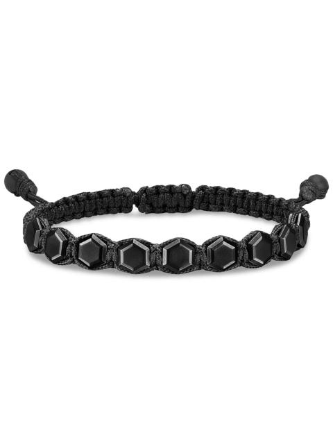DAVID YURMAN Men's Faceted Woven Bracelet in Black Titanium with Black Nylon and Black Onyx, 8mm
