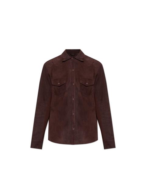 Other Designers ELEVENTY Bordeaux Suede Shirt New & Authentic (Men's size:M;