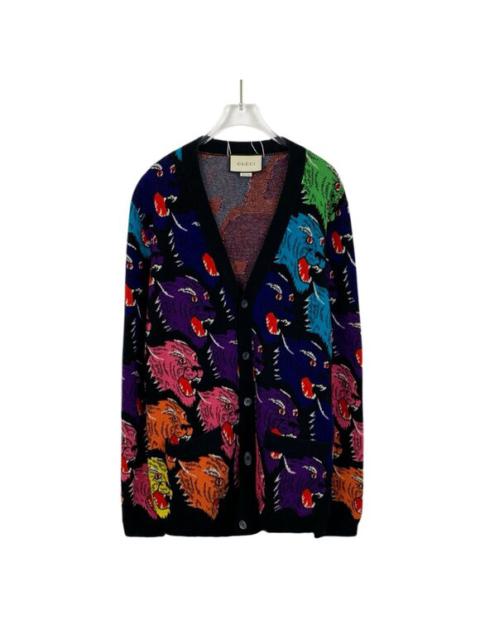 GUCCI Gucci Multicolor Tiger Pattern Wool Cardigan Made In Italy