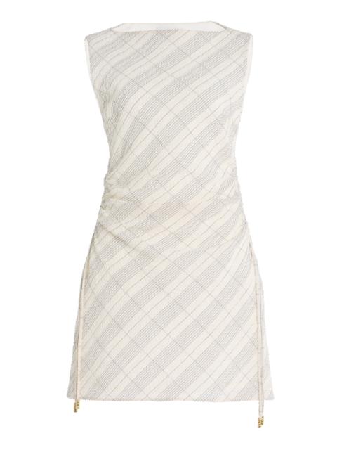 ANNA QUAN Kai Tartan-Checked Cotton-Blend Dress ivory