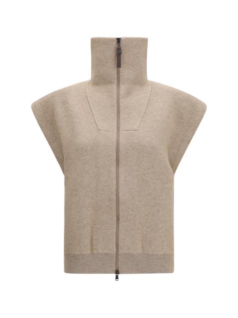 Brunello Cucinelli Brunello Cucinelli High-neck Zip Cardigan Brown