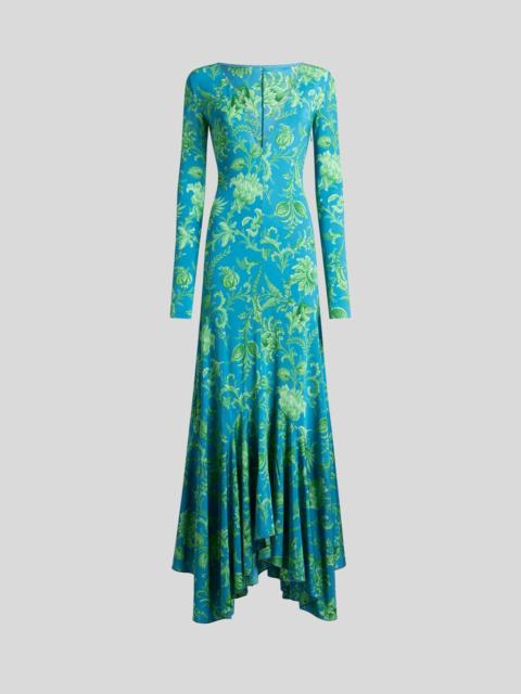 Etro LONG STRETCH JERSEY DRESS WITH FLORAL MOTIF