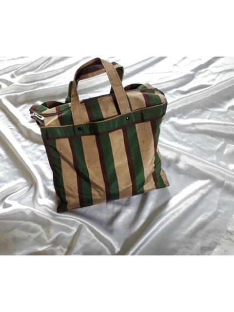 Archival Clothing - Lead inspire Japanese stripe green military bag