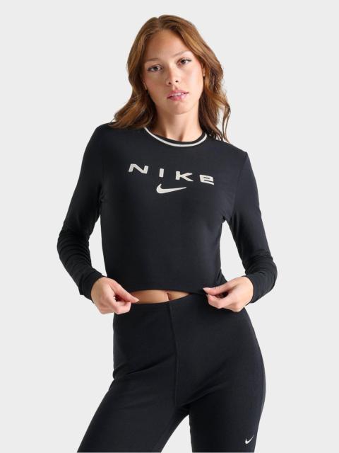 Nike WOMEN'S NIKE SPORTSWEAR CHILL KNIT LONG-SLEEVE SLIM CROP T-SHIRT