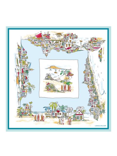 Longchamp Vivement l'Eté Silk scarf 70 Sky Blue - Silk