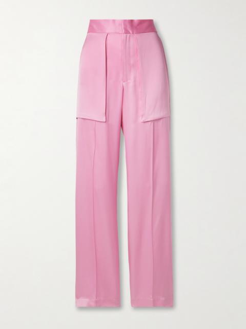 SA SU PHI Adriana Satin-trimmed Silk-blend Straight-leg Pants