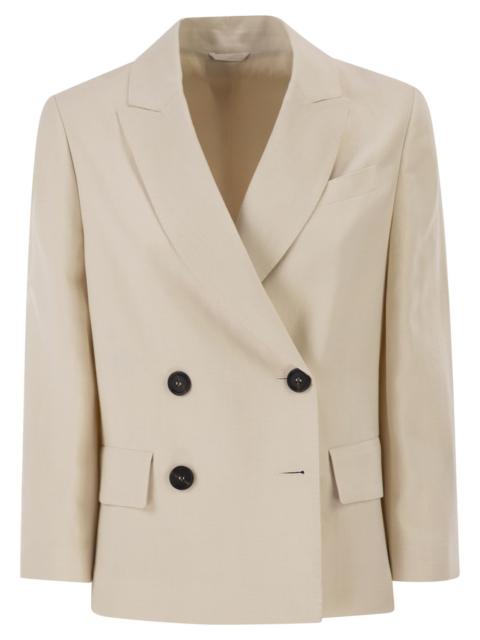 Brunello Cucinelli Brunello Cucinelli Women Fluid Viscose And Linen Twill Blazer With Jewellery