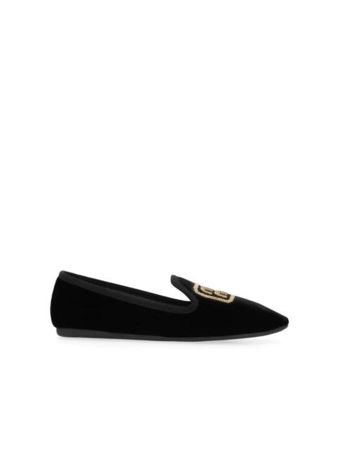 Miu Miu Miu Miu Logo Velvet Flats Women