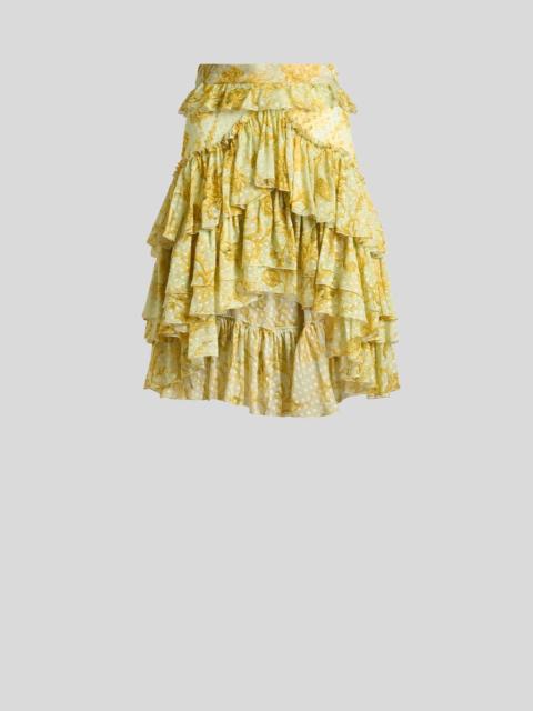 Etro DOTTED SILK-BLEND MINI SKIRT WITH FLORAL MOTIF